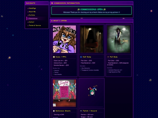 Commission Page screenshot