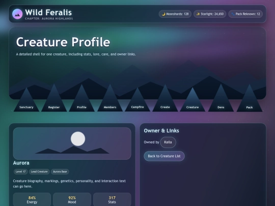 feralis/creature-profile screenshot
