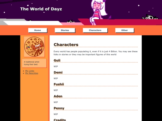 Characters screenshot