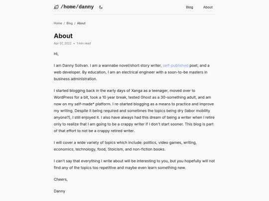 blog/about screenshot