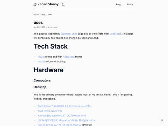 blog/uses screenshot