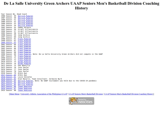 uaap/seniors/coachinghistory/dlsucoach screenshot