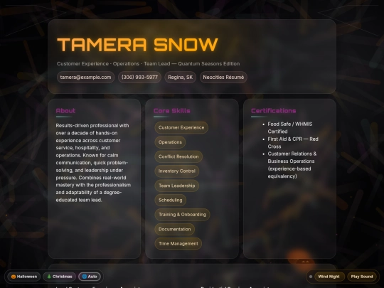 Tamera_Festive_Resume screenshot