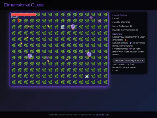 games/dimensional-quest/play screenshot