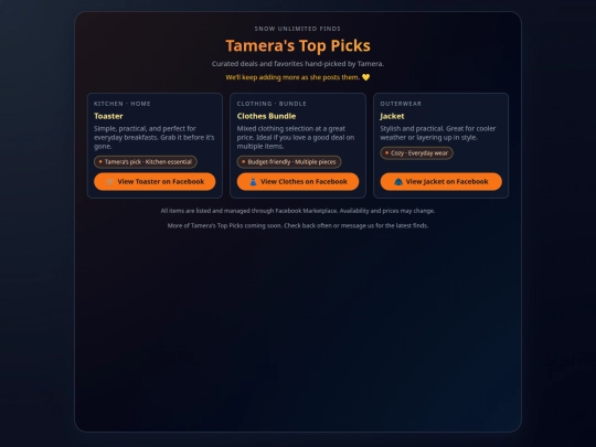 tameras_top_picks screenshot