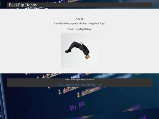 Profiles/backflipBobbyProfilePage screenshot