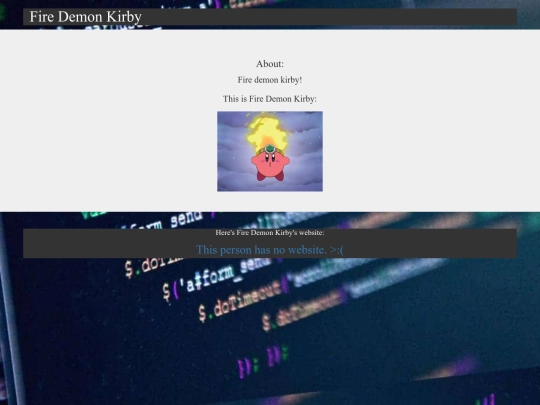 Profiles/fireDemonKirbyProfilePage screenshot