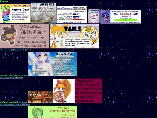 links/quizzes screenshot