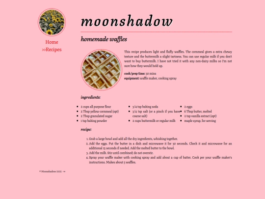 recipes/waffles screenshot