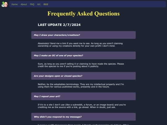 FAQ screenshot