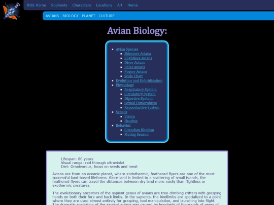 RunawayToTheStars/Sophonts/Avians/Biology screenshot