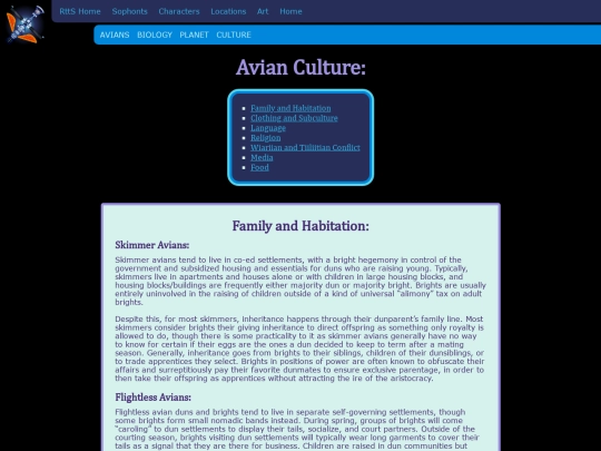 RunawayToTheStars/Sophonts/Avians/Culture screenshot