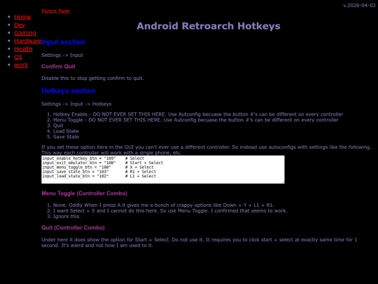 gaming/emu/android/retroarch/controls/hotkeys screenshot