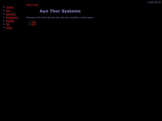 gaming/handhelds/thor/systems screenshot