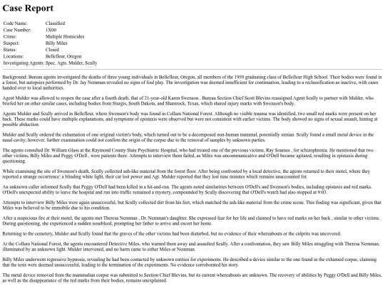 x-files/case-files/1x00_pilot/report screenshot
