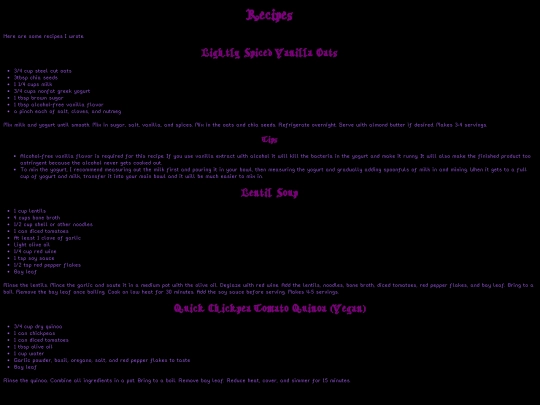 recipes screenshot