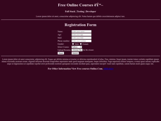 Course/register screenshot