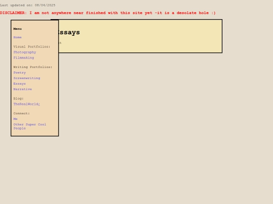 pages/essays screenshot