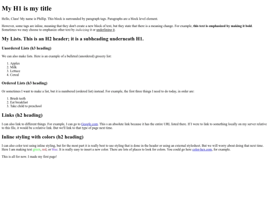 ISLT7360/unit2/myfirstpage screenshot
