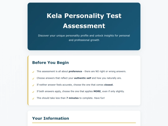 Personality Testing screenshot
