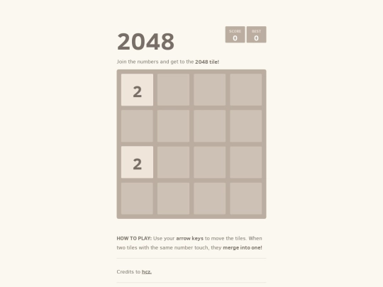 games/2048/2048 screenshot
