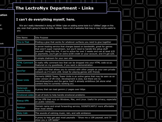 links screenshot