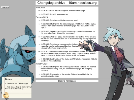 changelog screenshot