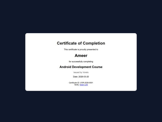 Course/certificate screenshot