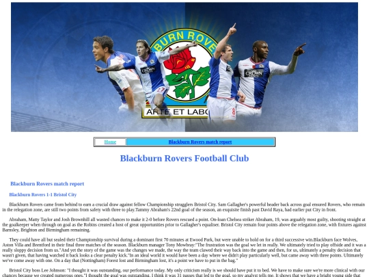 BlackburnRovers-MatchReport screenshot