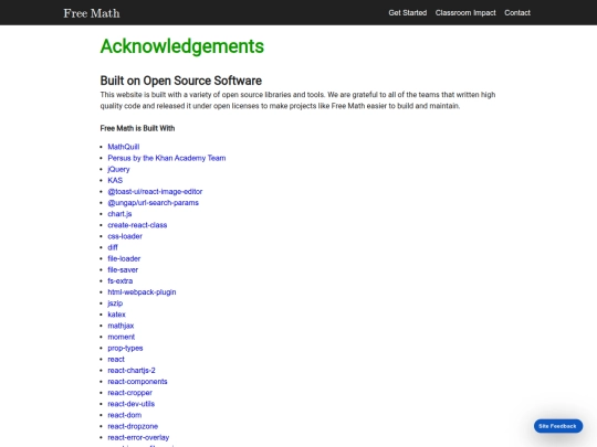 freemath/acknowledgements screenshot