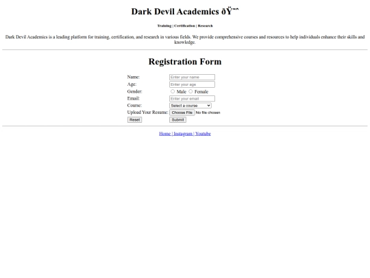 academicsweb/register screenshot