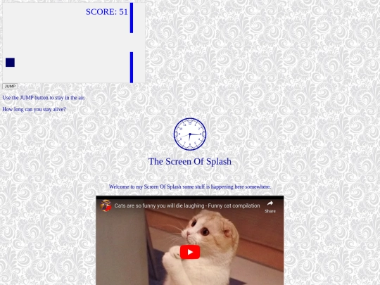 Splash page screenshot