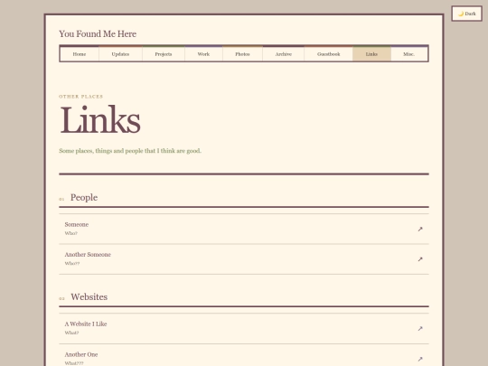 links screenshot