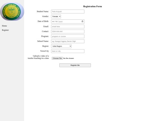 register screenshot