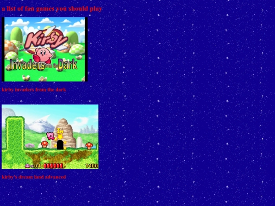 Kirby-shrine/fangames screenshot
