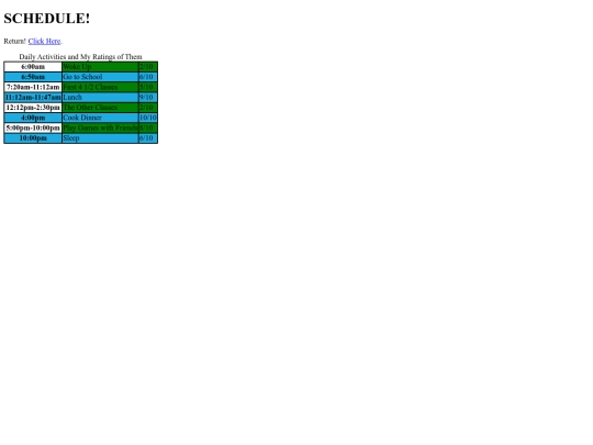 Schedule screenshot