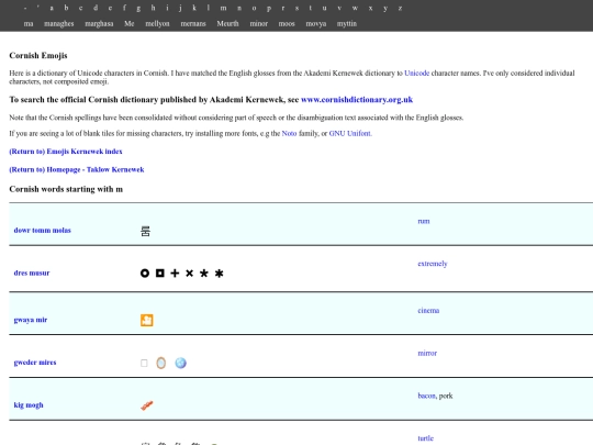 emojiskernewek/dictionary_inc_terminology_unicode_m screenshot