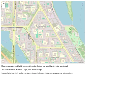 mappys/henwynleowakademi/Leaflet.markercluster-1.4.1/example/old-bugs/remove-add-clustering screenshot