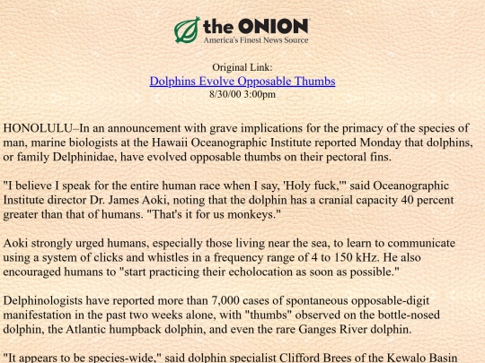 humor/Funny Science Jokes/Dolphins Evolve Opposable Thumbs screenshot