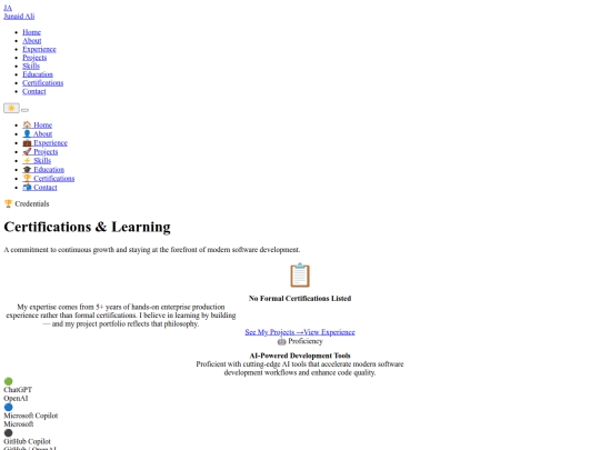 certifications screenshot