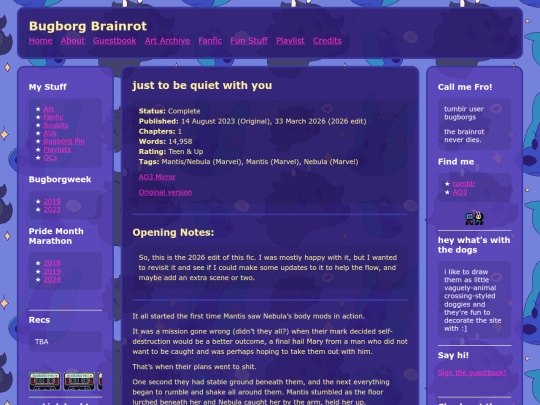fic/quietupdate screenshot