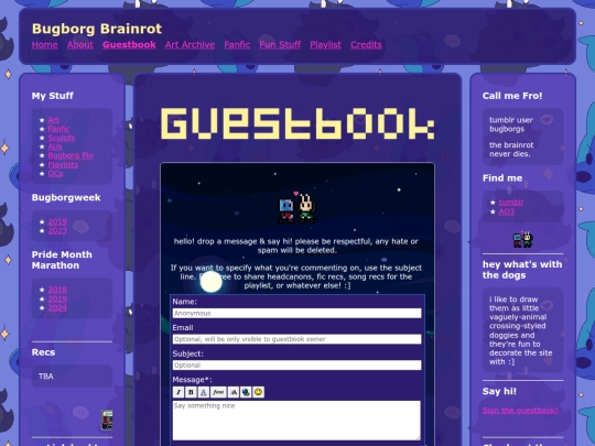 guestbook screenshot