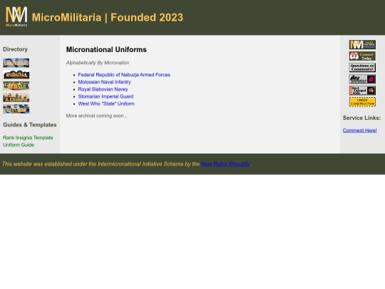 micronationaluniforms screenshot