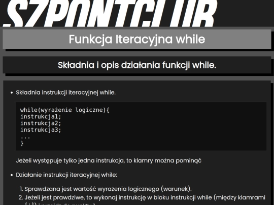 zeszyt/nowy/definicje/while screenshot