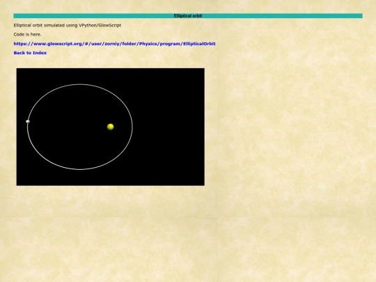 simulations/EllipticalOrbit screenshot