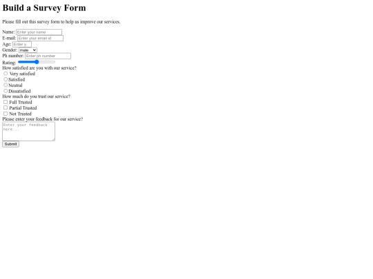project 1 survey form screenshot
