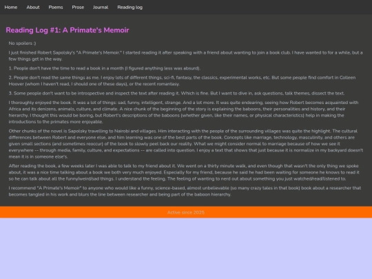 BookReview1PrimatesMemoir screenshot
