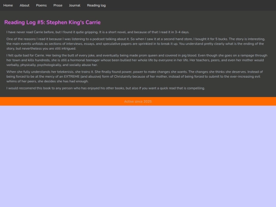 BookReview5Carrie screenshot