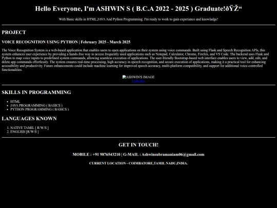 ASHWIN'S DATA/Ashwin screenshot
