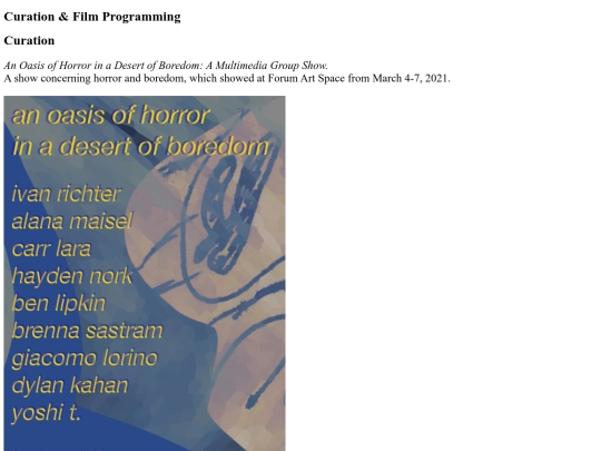 curatorial screenshot